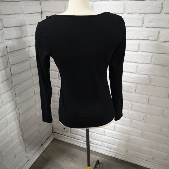 Talbots Ladies Size Small Black Long Sleeve Straight Fit T-shirt - Picture 2 of 9